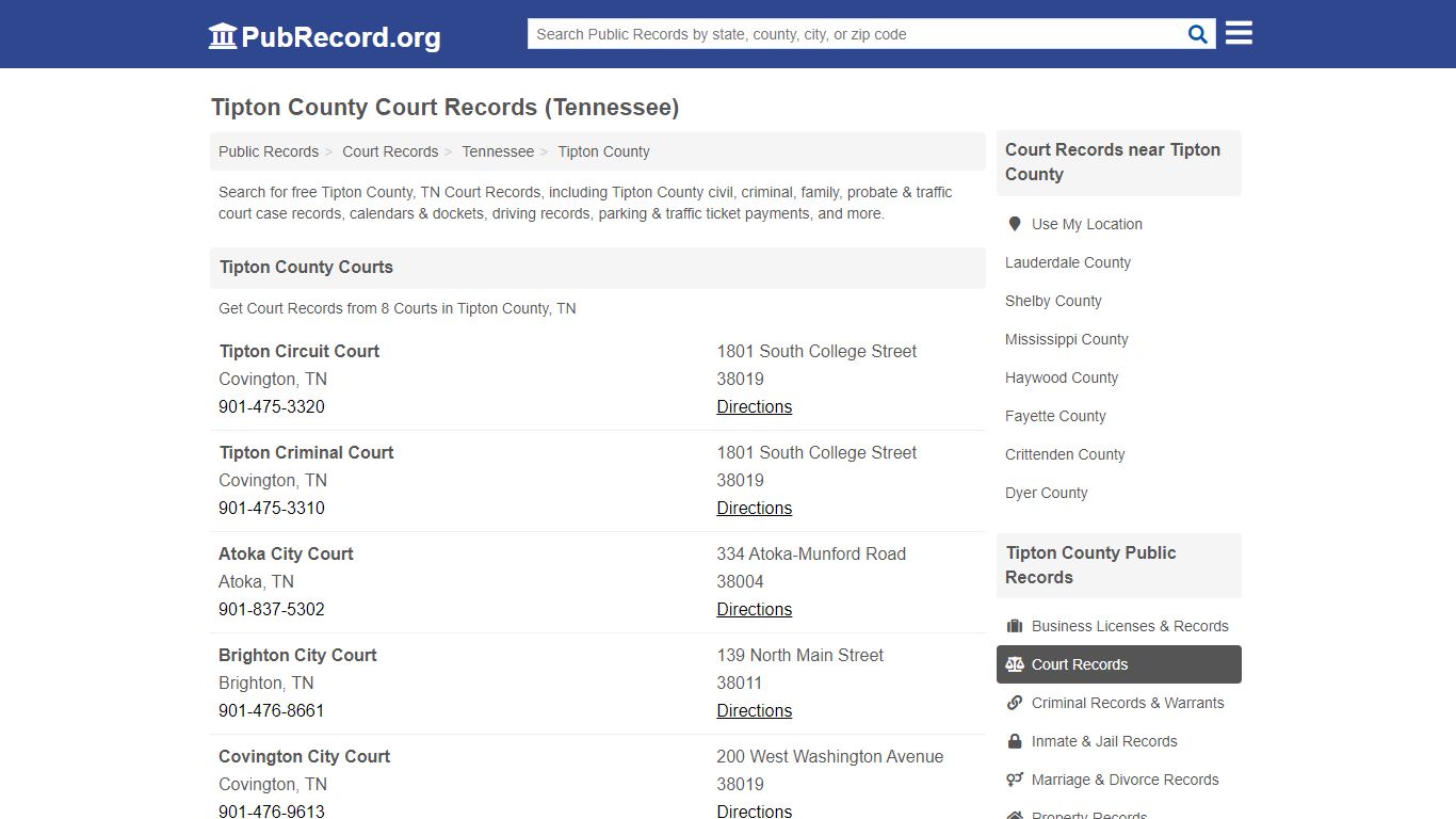 Free Tipton County Court Records (Tennessee Court Records) - PubRecord.org